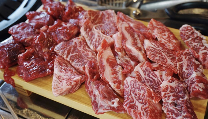 Butcher shop raw Hanwoo meat
